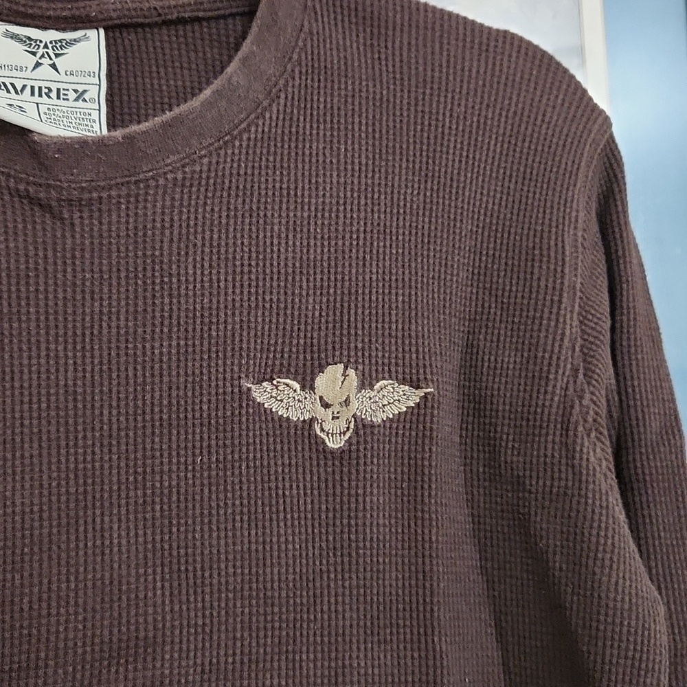 Avirex Vintage Skull with wings Crewneck Sweater Small Blokecore Bikercore Y2K - Picture 2 of 8